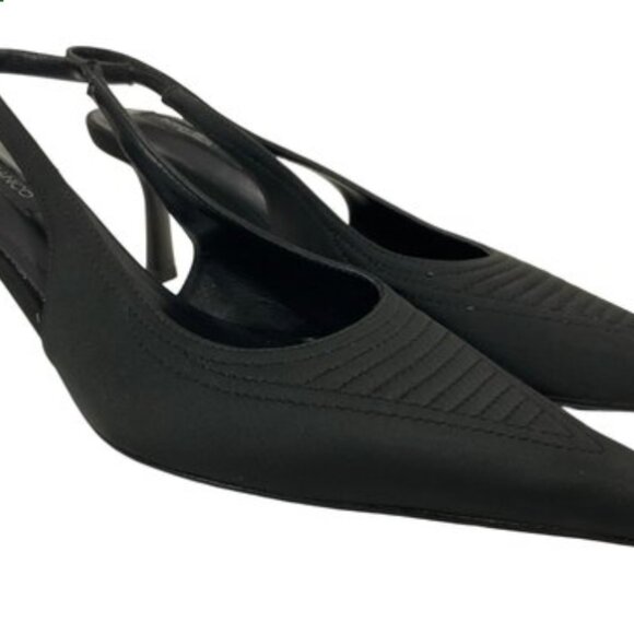 Tony Bianco | Size 8 | Black Stitched Pointed Toe Slingback Heels - Picture 13 of 15